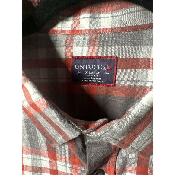 UNTUCKit Mourverda Red Plaid Slim Fit Button Down Men's XL - Picture 2 of 3